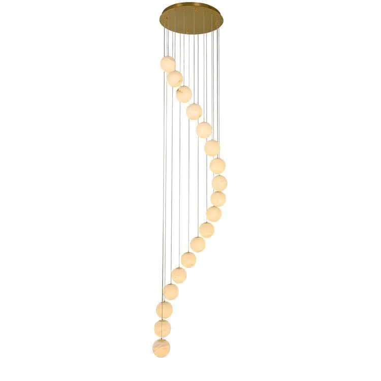 Alabaster Brass Modern Globe Spiral Chandelier - Richardrider