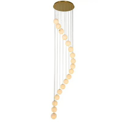 Alabaster Brass Modern Globe Spiral Chandelier - Richardrider