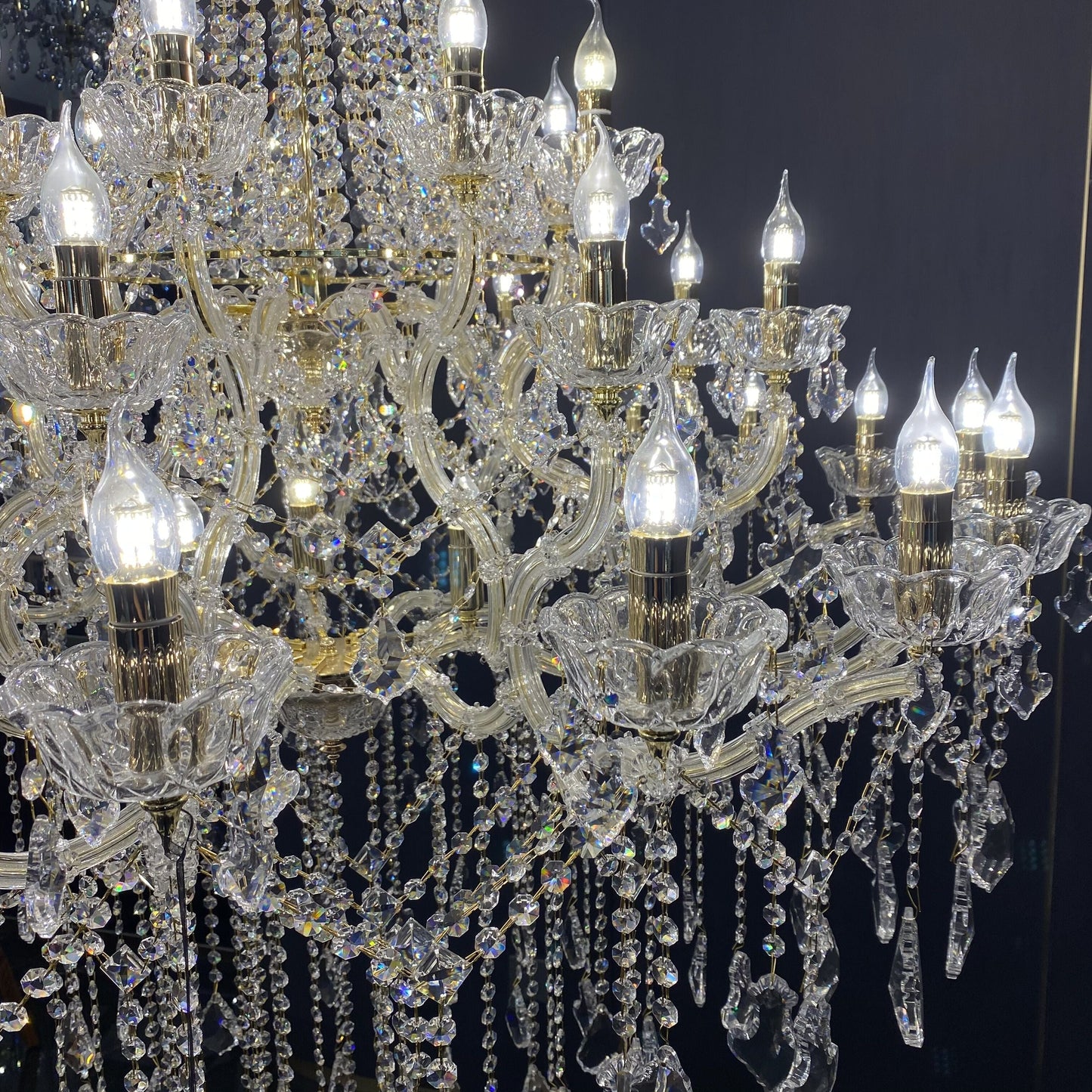 Extra Large French Candle Crystal Branch Chandelier for Foyer and Staircase - Richardrider