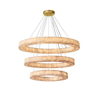 OLYRA 3-TIER ROUND ALABASTER CHANDELIER 39" 47" 59"D