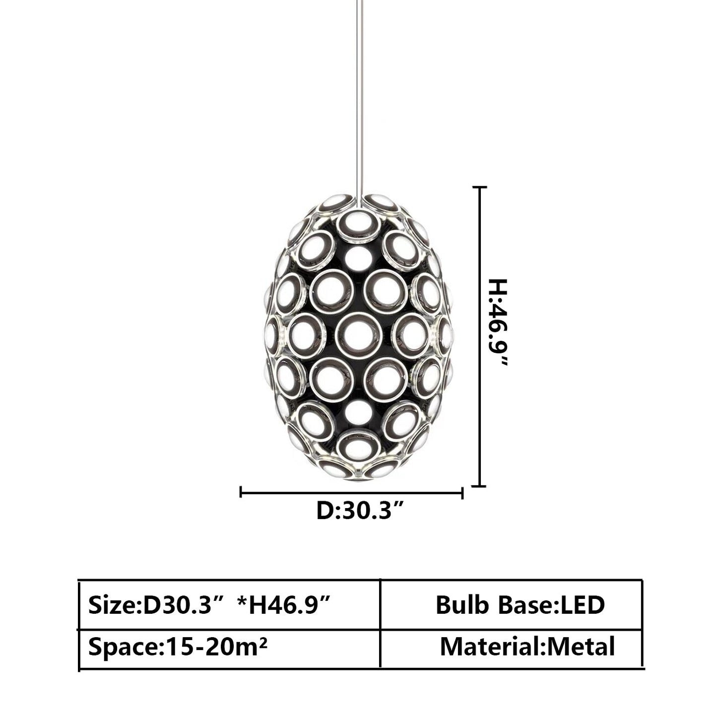 Modern Art Egg-shaped Chandelier Iconic Eyes LED Pendant Light For Dining Room/Living Room