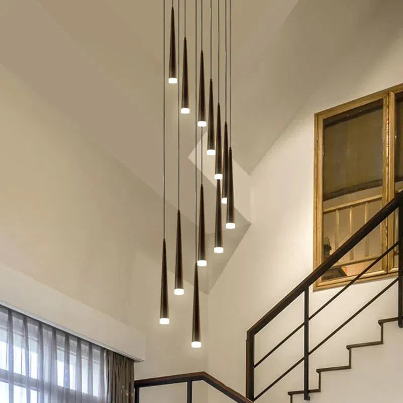 Minimalism Foyer Staircase Chandelier Ceiling Pendant Lighting Fixture For Living Room Entryway In Gold/ Black Finish - Richardrider