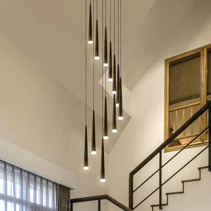 Minimalism Foyer Staircase Chandelier Ceiling Pendant Lighting Fixture For Living Room Entryway In Gold/ Black Finish - Richardrider