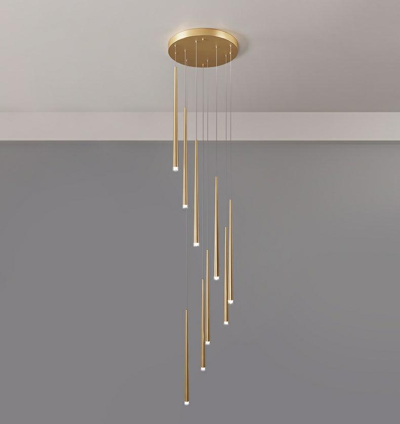 Minimalism Foyer Staircase Chandelier Ceiling Pendant Lighting Fixture For Living Room Entryway In Gold/ Black Finish - Richardrider