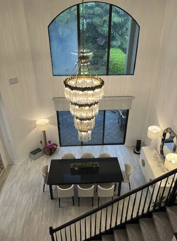 Large Elegant Multi-layers Glam Glass Chandelier for High-ceiling Staircase/Entryway/Living/meeting Room - Richardrider