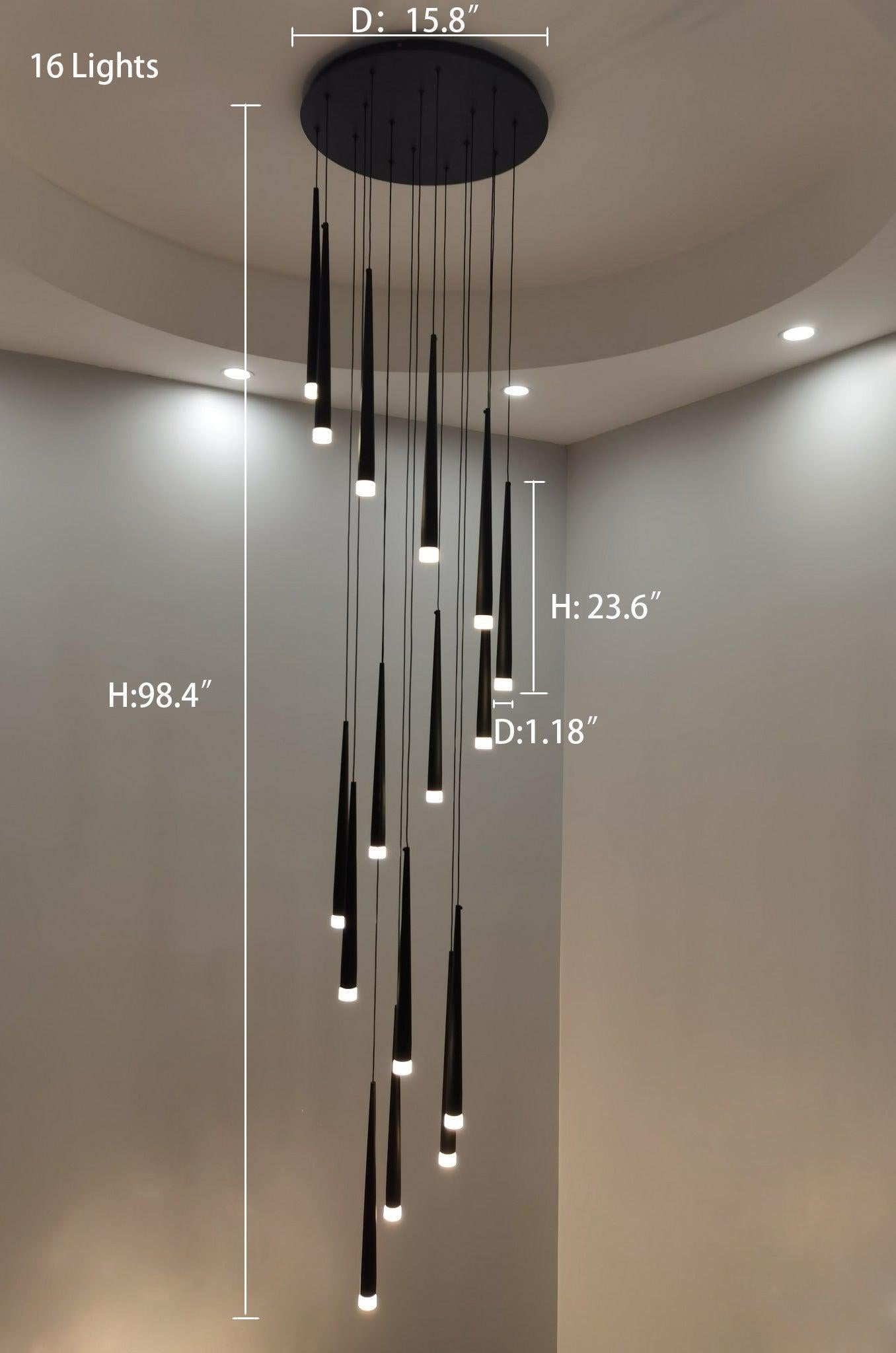 Minimalism Foyer Staircase Chandelier Ceiling Pendant Lighting Fixture For Living Room Entryway In Gold/ Black Finish - Richardrider