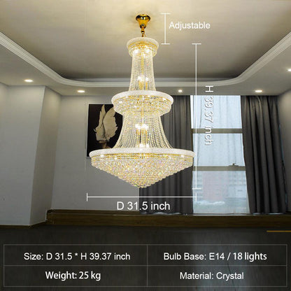 Luxury French Empire Chandelier for Villa Hall Ceiling Three-layers Crystal Light for Hotel Lobby - Richardrider