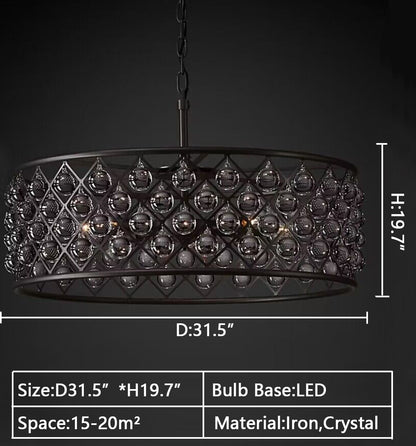 Post-modern Raindrop Crystal Chandelier Rectangle/Round Light Fixture for Living Room/Dining Table