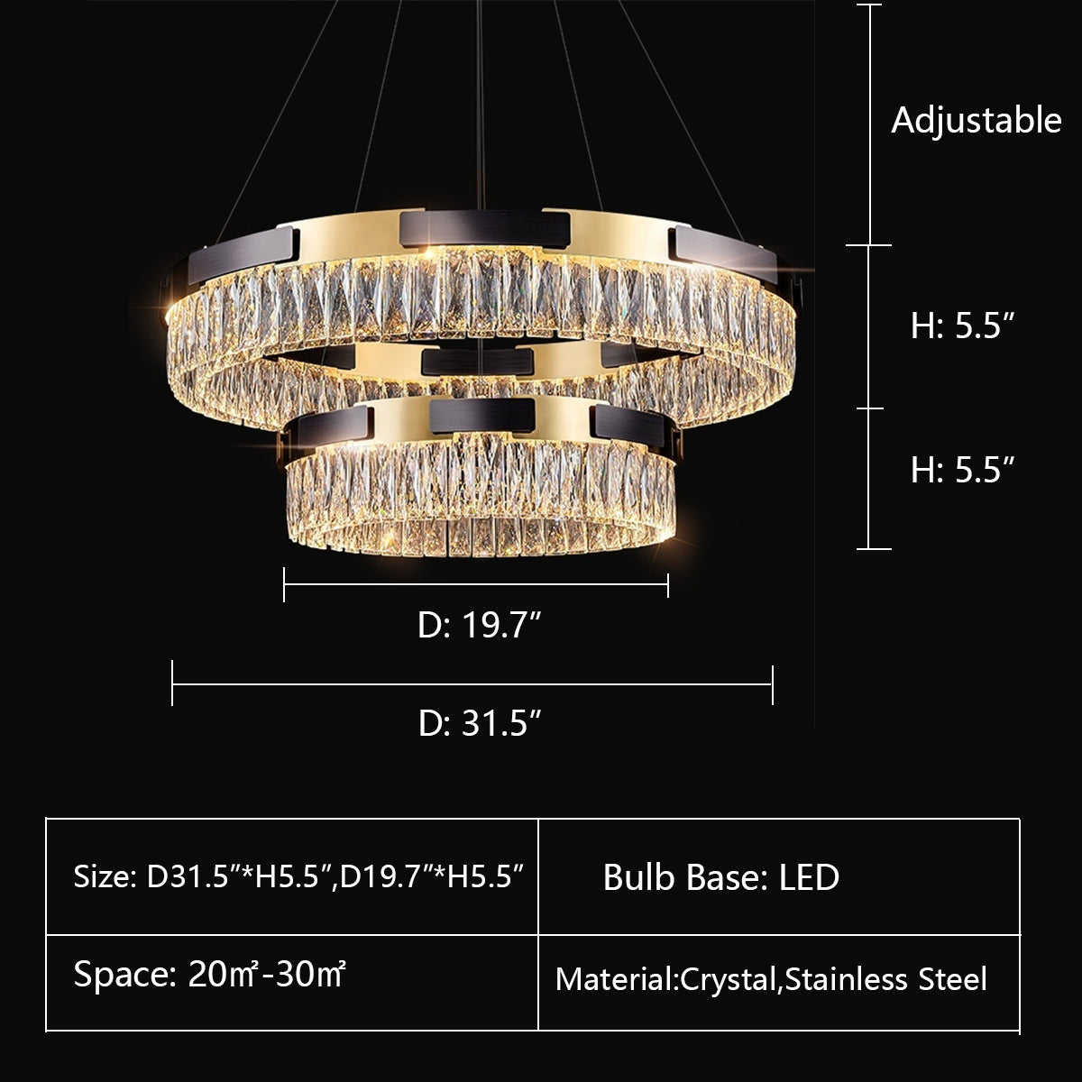 New Designer Recommended Modern Light Luxury Round/Oval Crystal Chandelier for Living Room/Dining Room