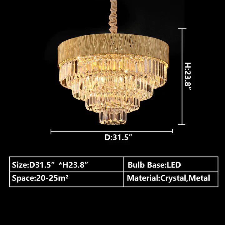New Modern Gold Round/Oval Light Luxury Ceiling Crystal Chandelier Set for Living Room/Dining Room