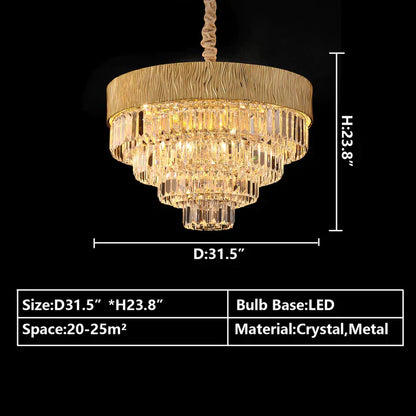 New Modern Gold Round/Oval Light Luxury Ceiling Crystal Chandelier Set for Living Room/Dining Room