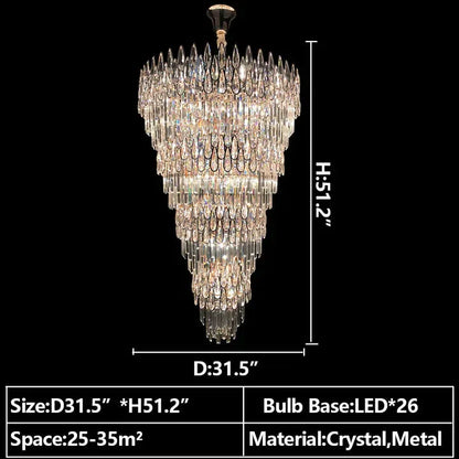 Oversized Multi-layers Luxury Creative Art Crystal Chandelier for Foyer/Staircase/Hallway - Richardrider