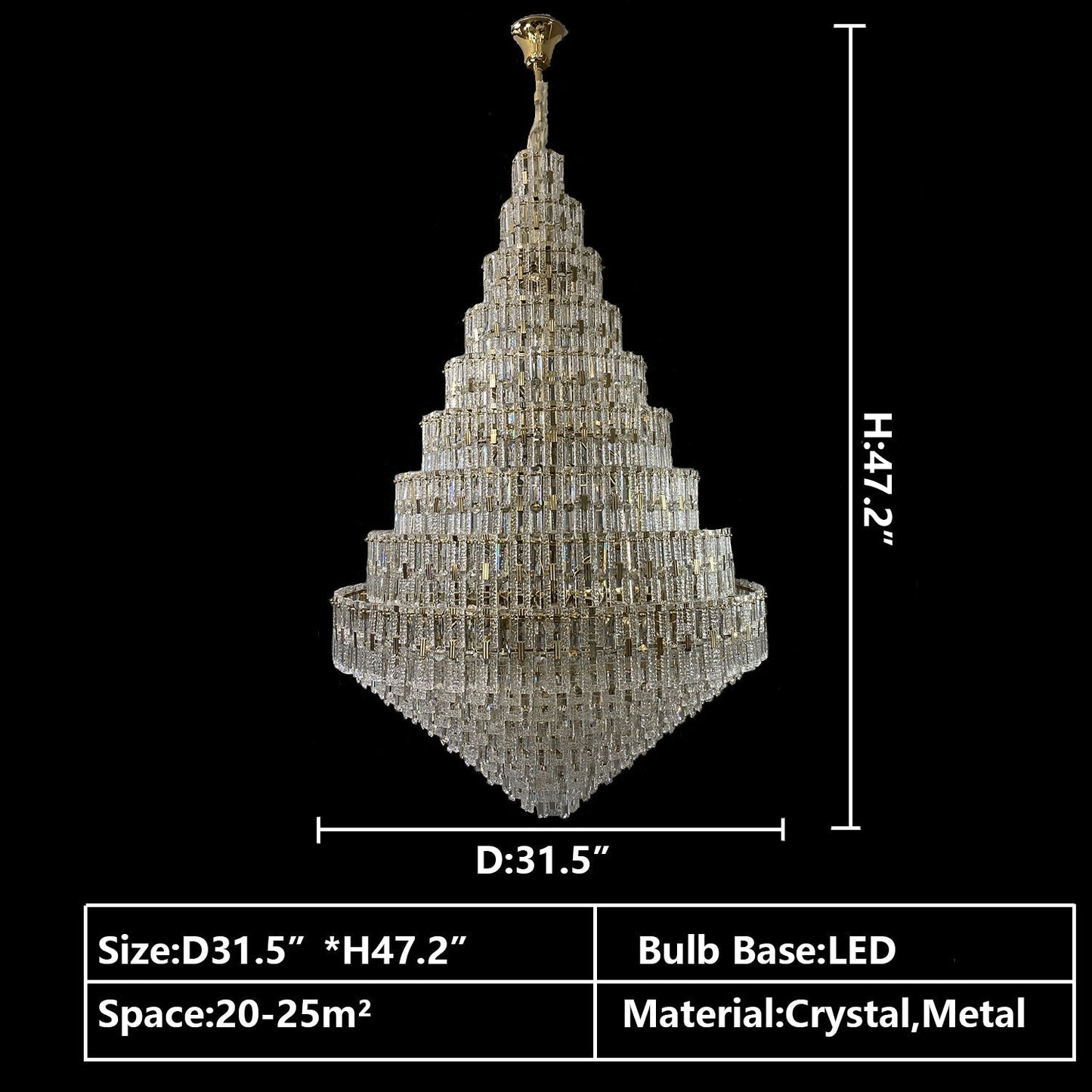 Oversized Multi-layers Honeycomb Luxury Crystal Chandelier in Gold Finish for Big Hallway/Foyer/Entryway