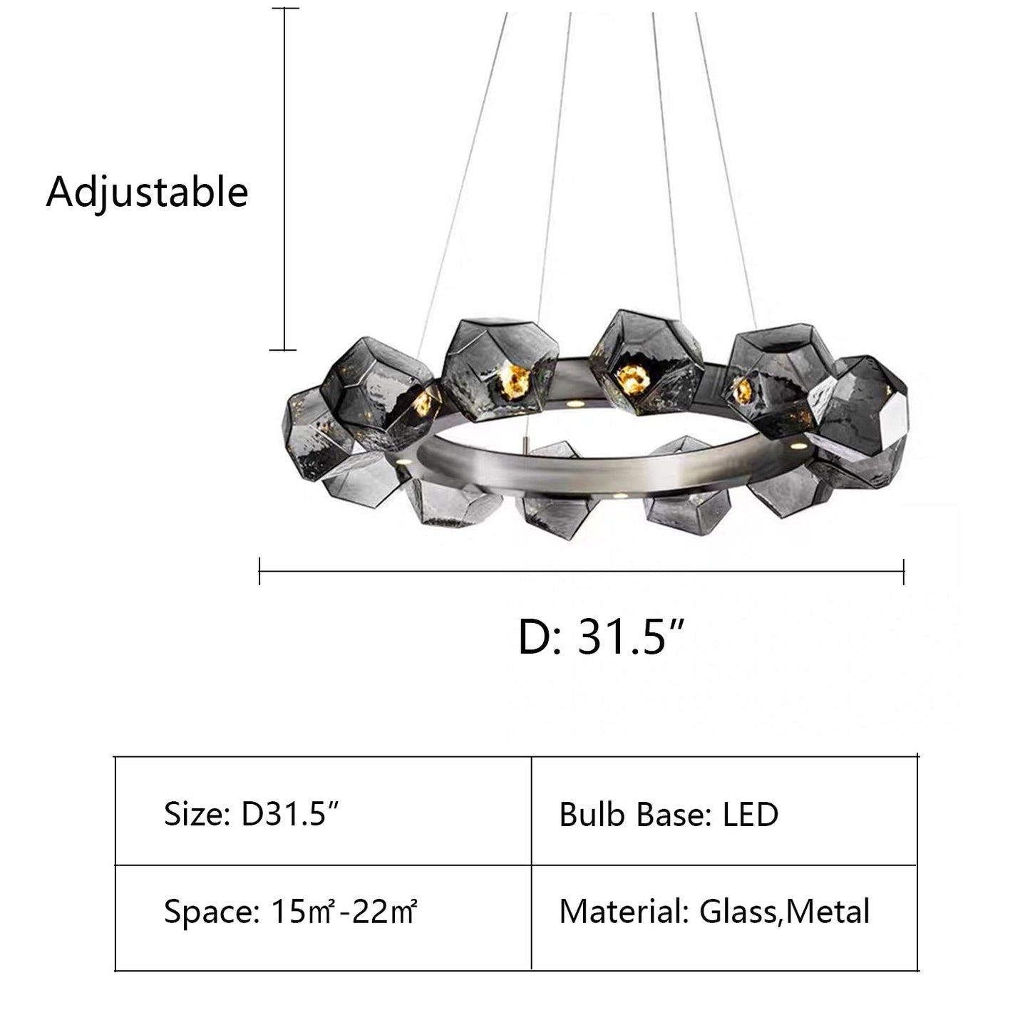 Nordic Minimalist Glass Circle Art Chandelier for Living/Dining Room/Bedroom - Richardrider