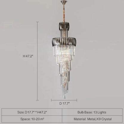 Luxury Extra Large Foyer Spiral Staircase Chandelier Long Crystal Ceiling Light Fixture For Living Room Hall Entrance - Richardrider