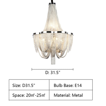 Designer Models Oversized Aluminium Long Tassel Pendant Chendelier for Large Living Room/Staircase/Villa - Richardrider
