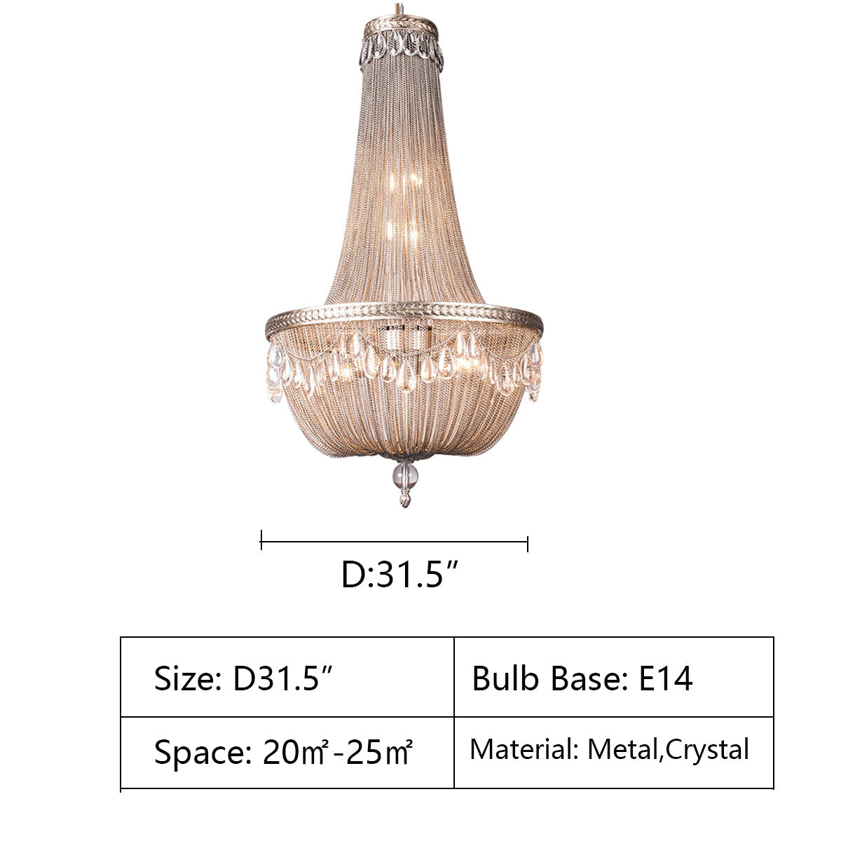 Oversize Modern Metal Art Luxury Crystal Chandelier for Duplex Hall/Staircase/Villa/Foyer - Richardrider