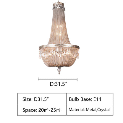Oversize Modern Metal Art Luxury Crystal Chandelier for Duplex Hall/Staircase/Villa/Foyer - Richardrider