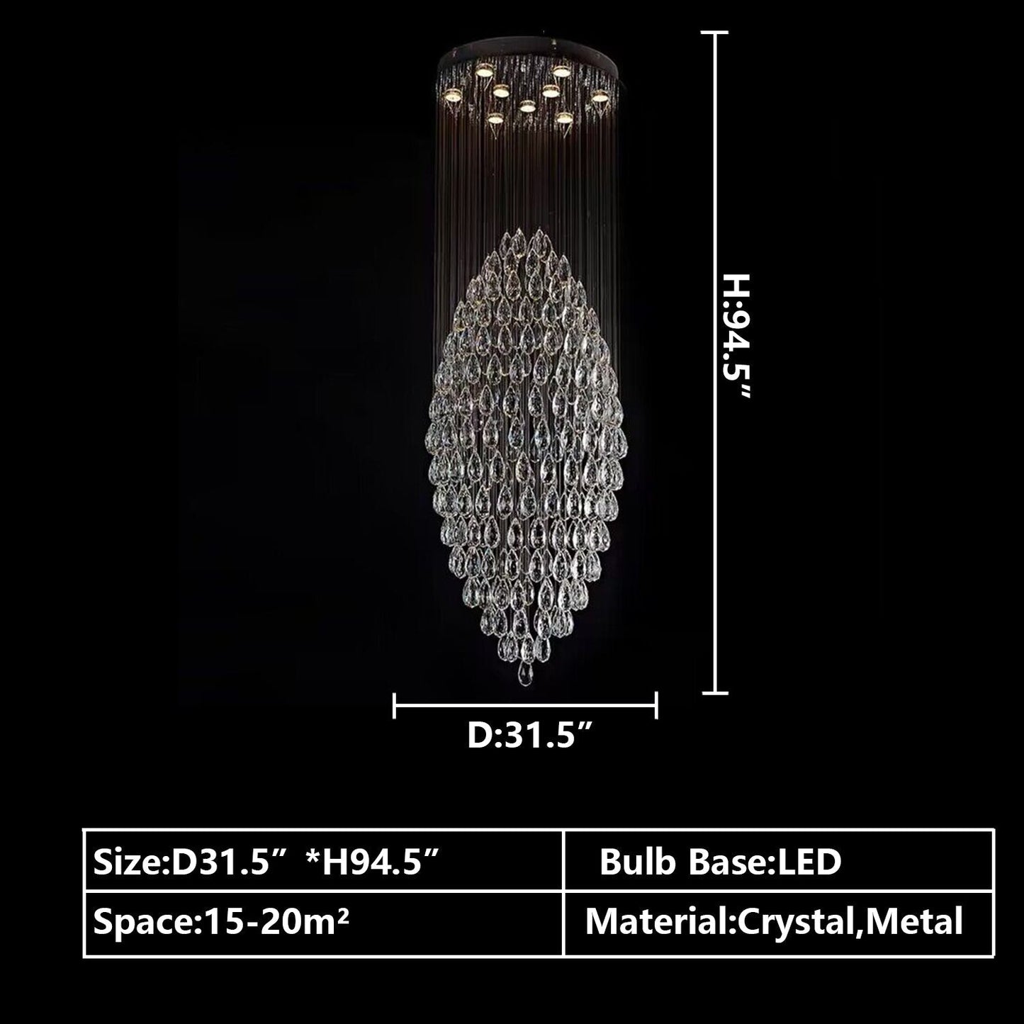 Extra Large Modern Ball Ceiling Crystal Chandelier for Staircase/Big-foyer,hallway,entryway