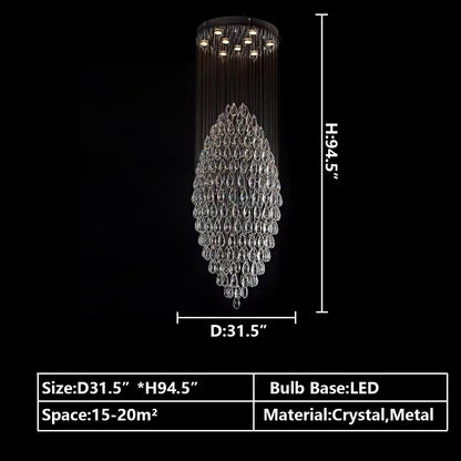 Extra Large Modern Ball Ceiling Crystal Chandelier for Staircase/Big-foyer,hallway,entryway