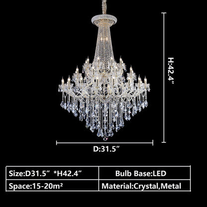 Extra Large French Candle Crystal Branch Chandelier for Foyer and Staircase - Richardrider