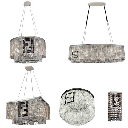 Designer Style Crystal Chandelier Elegant Round Ceiling Lighting Fixture for Living/ Dining Room