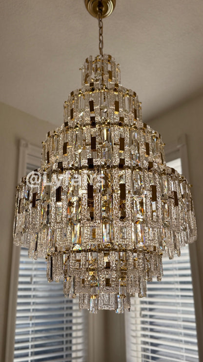 Oversized Multi-layers Honeycomb Luxury Crystal Chandelier in Gold Finish for Big Hallway/Foyer/Entryway