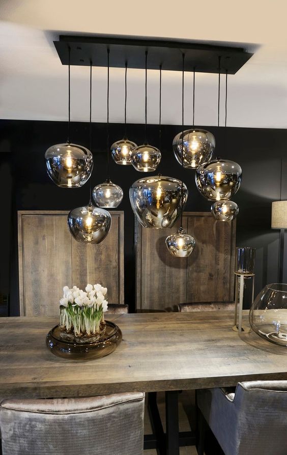 Modern Smoke Gray Glass Lamp Designer Chandelier for Cafe/Kitchen Island/Dining Room Style B