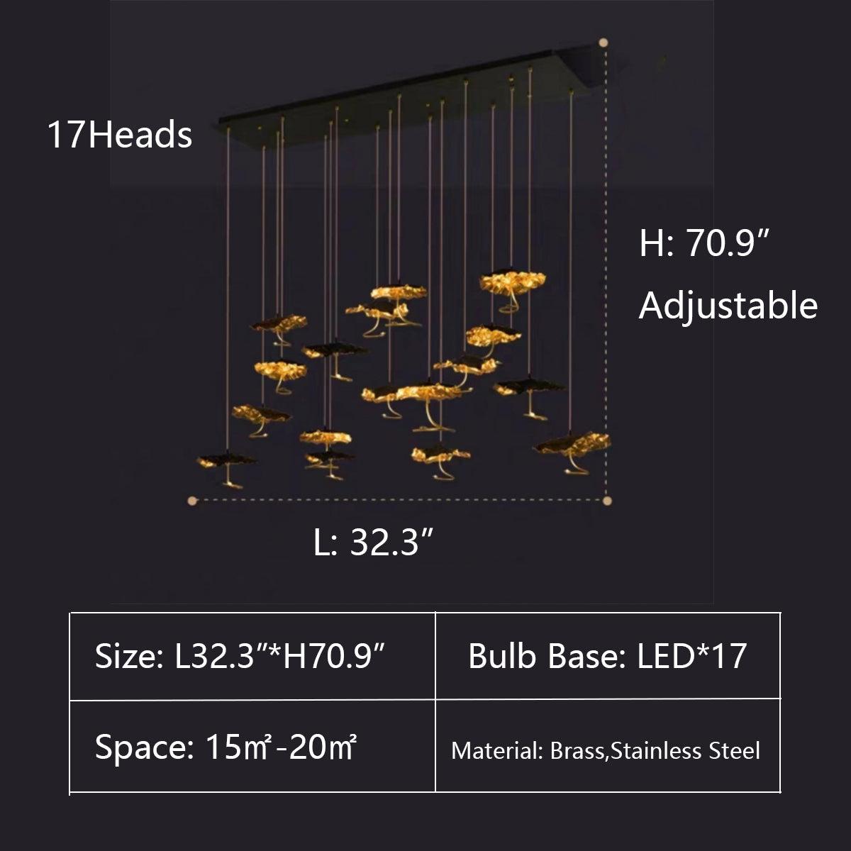 Nordic Art Lotus Leaves Shape Pendant Chandelier for Dining Room/Stairs/Foyer