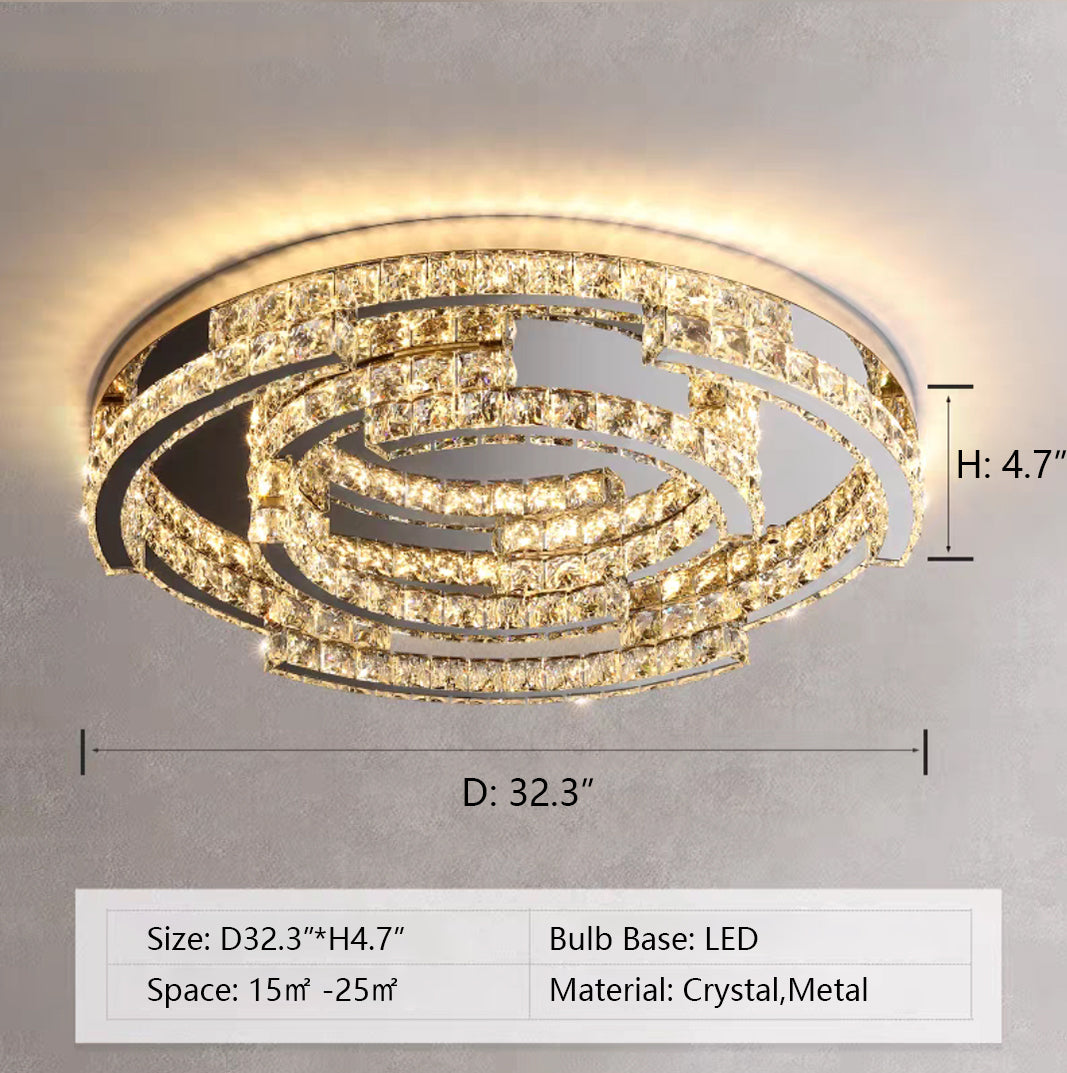 Modern Luxury Crystal Pendant Irregular Rings Chandelier Suit for Living/Dining Room/Bedroom