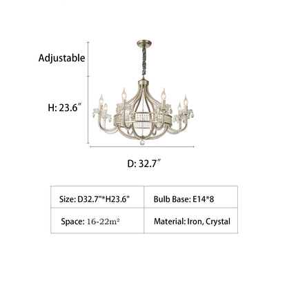 Light Luxury Nordic Vintage Candle Iron Lantern Chandelier for Living / Dining Room / Bedroom