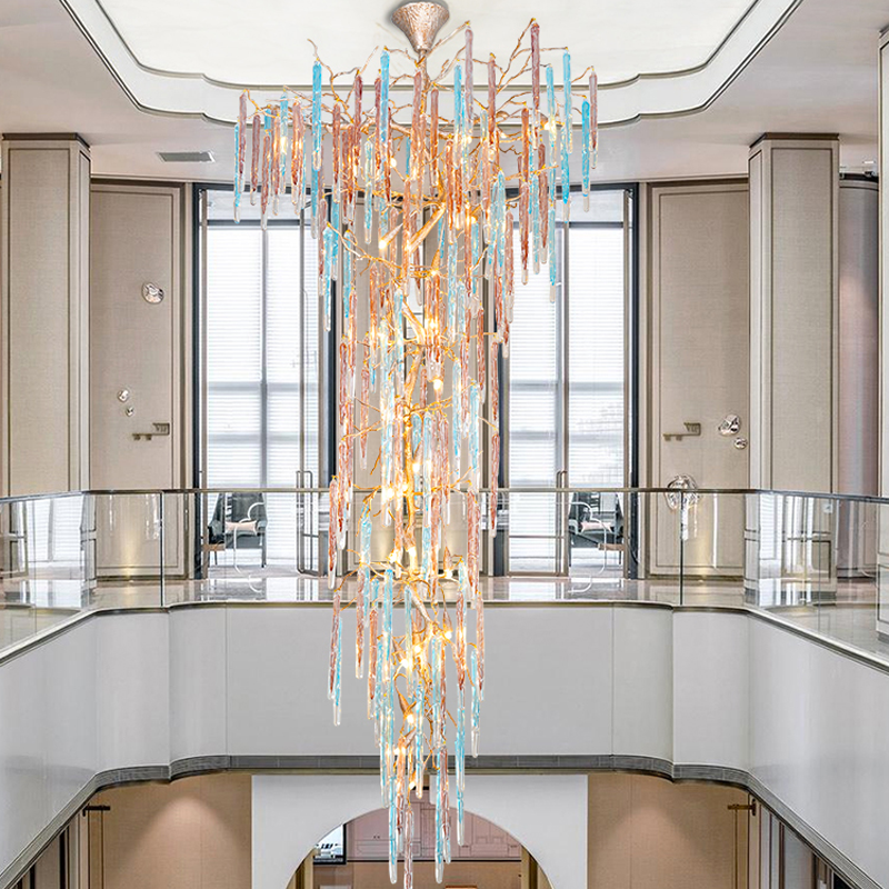 Dora Raindrop Colorful Crystal Staircase Chandelier - Richardrider