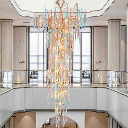 Dora Raindrop Colorful Crystal Staircase Chandelier - Richardrider