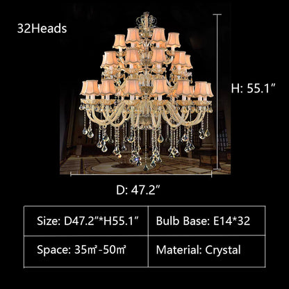 Extra Large Luxury Multi-Tiered Crystal Pendant Chandelier for High-Ceiling Rooms