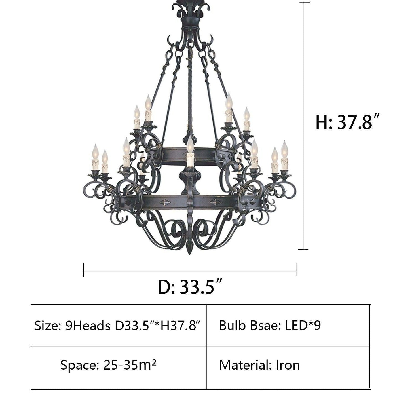 Vintage Iron Simple Candle Art Chandelier for Living Room / Villa / Stairs - Richardrider