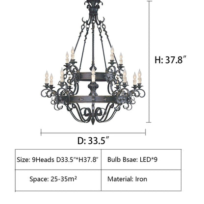 Vintage Iron Simple Candle Art Chandelier for Living Room / Villa / Stairs - Richardrider