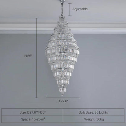 Chrome Extra Large Crystal Chandelier for Foyer Staircase Living Room Entrance Ceiling Light Fixture In Silver - Richardrider