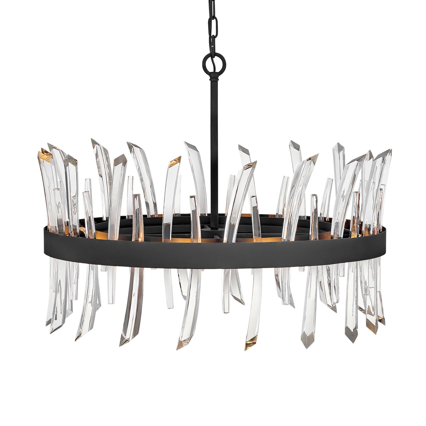 Kelouvaro Single Tier Chandelier Steel & Glass 28"D