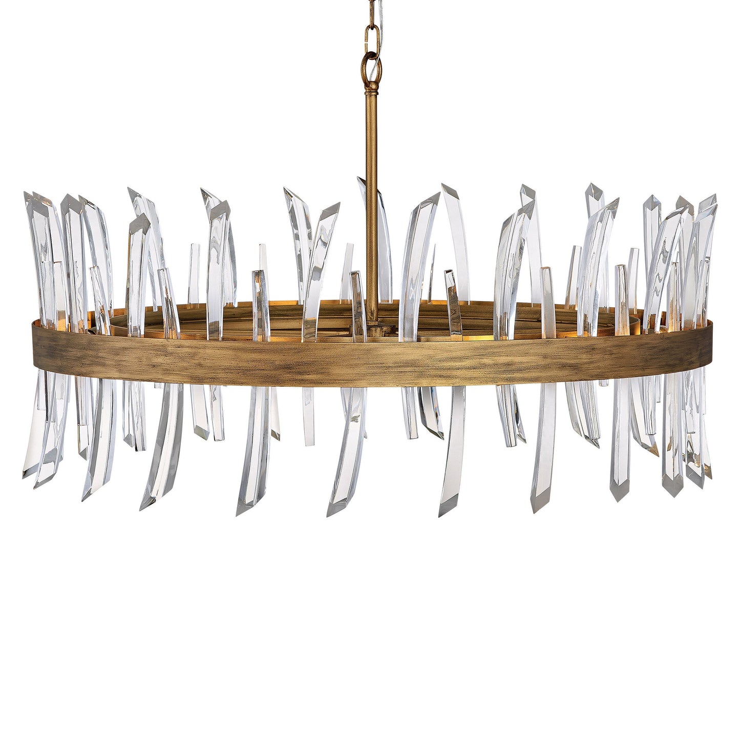 Kelouvaro Single Tier Chandelier Steel & Glass 28"D