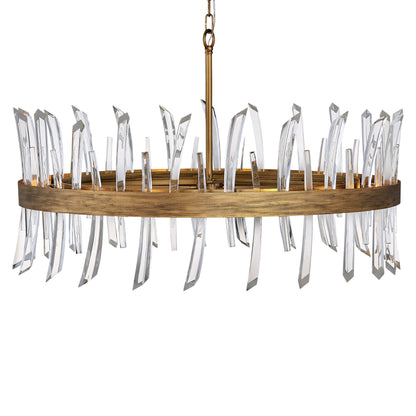 Kelouvaro Single Tier Chandelier Steel & Glass 28"D