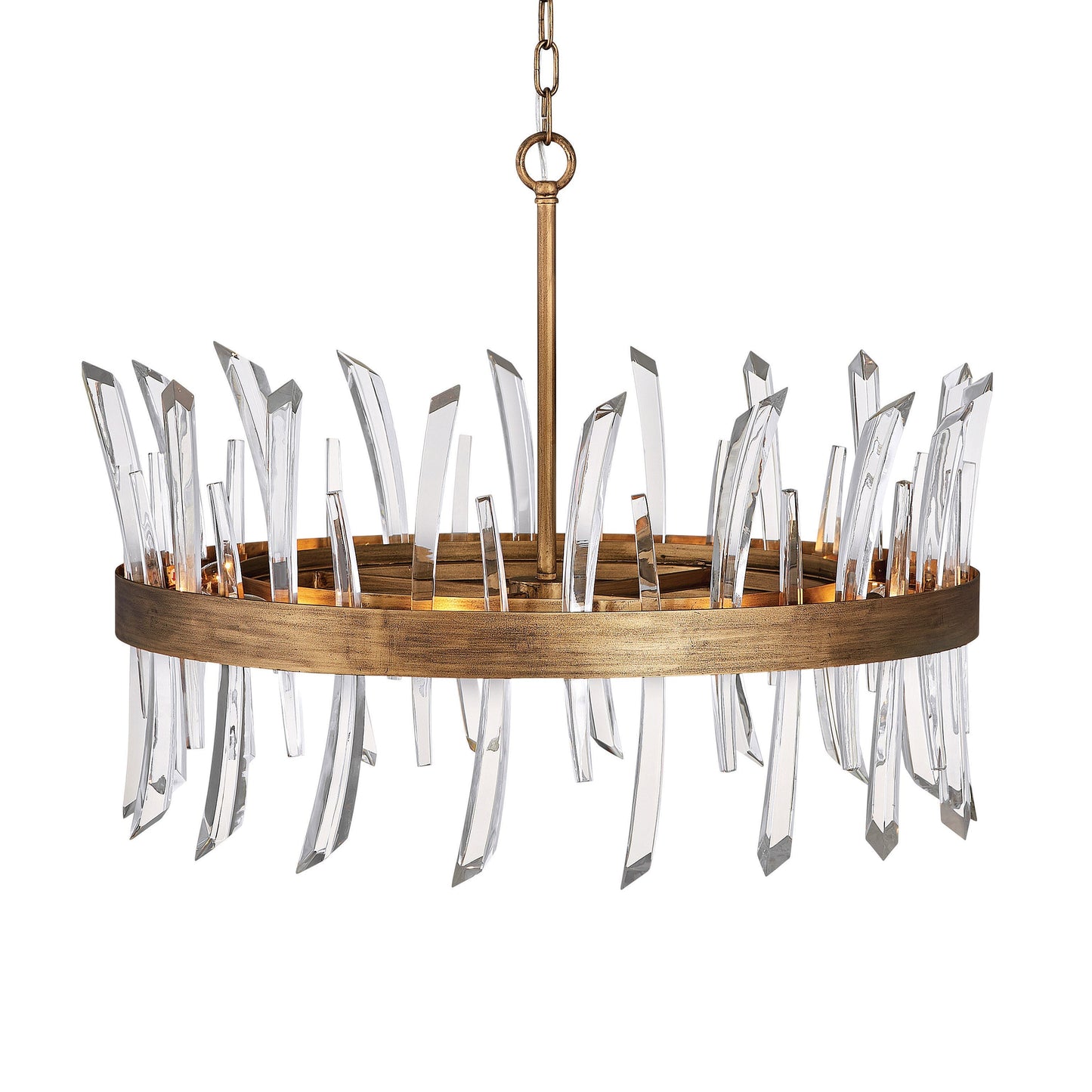 Kelouvaro Single Tier Chandelier Steel & Glass 28"D