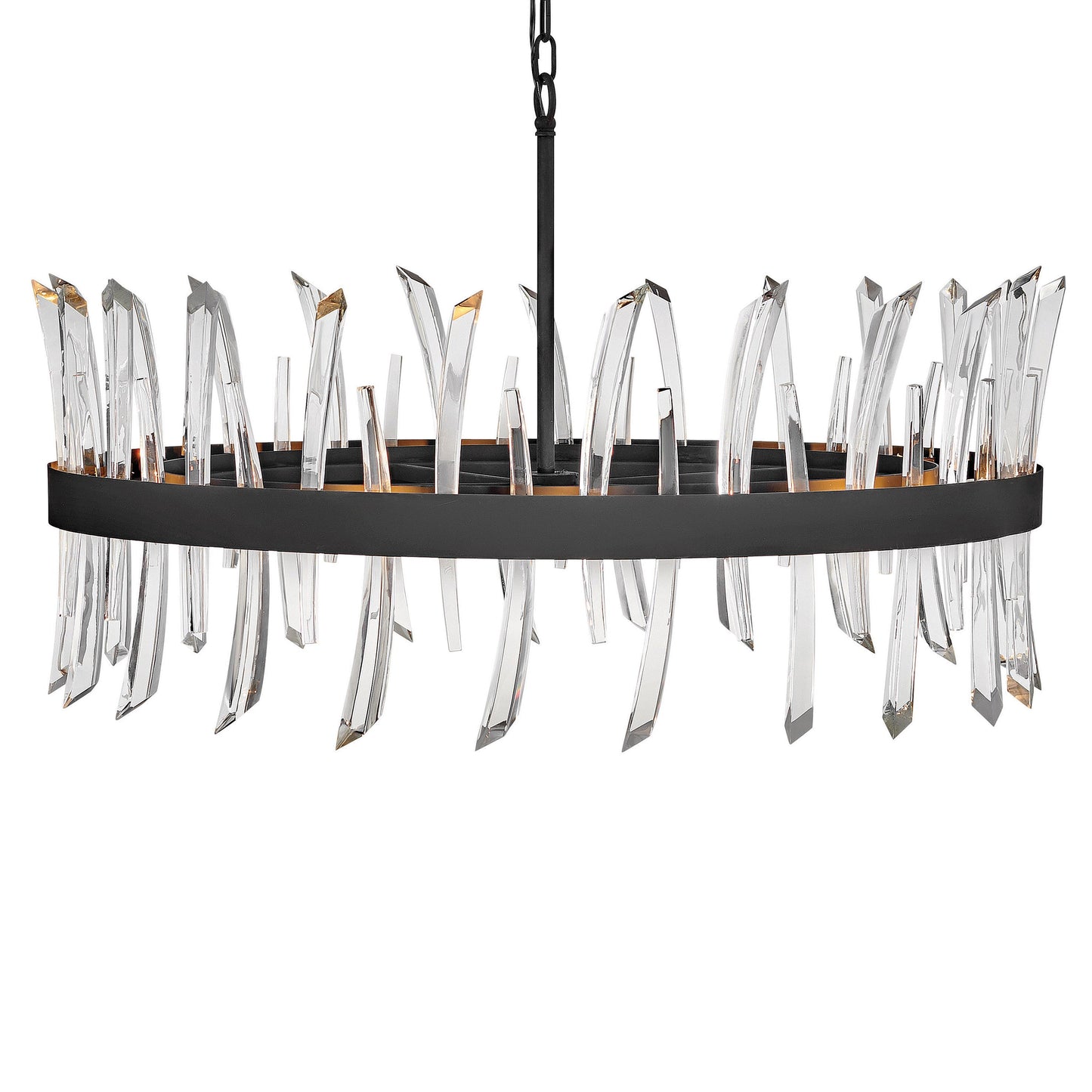 Kelouvaro Single Tier Chandelier Steel & Glass 28"D