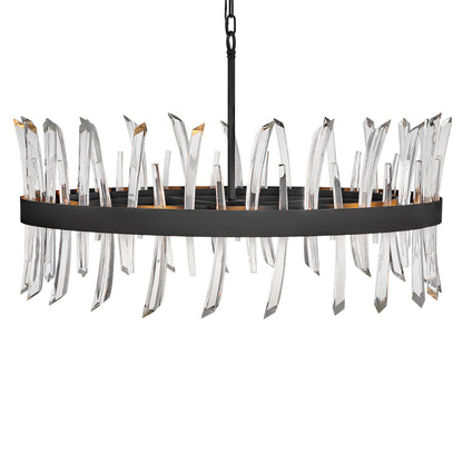 Kelouvaro Single Tier Chandelier Steel & Glass 28"D