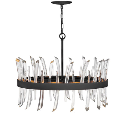 Kelouvaro Single Tier Chandelier Steel & Glass 28"D
