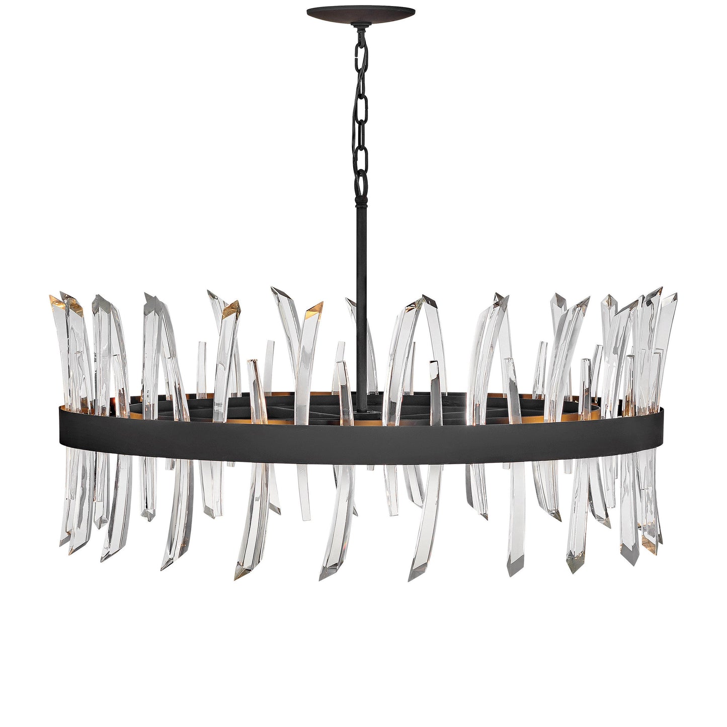 Kelouvaro Single Tier Chandelier Steel & Glass 28"D