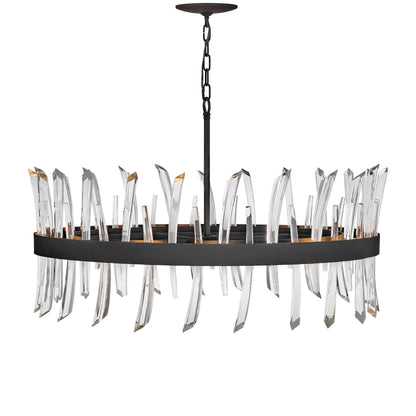 Kelouvaro Single Tier Chandelier Steel & Glass 28"D