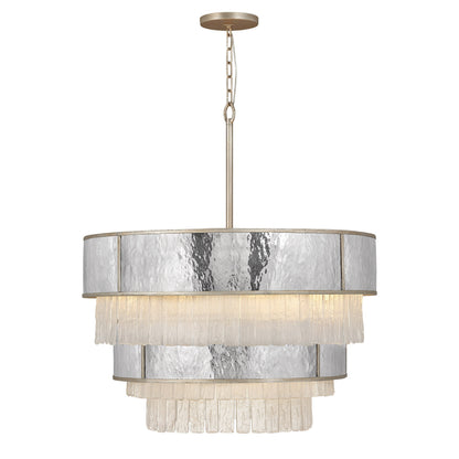 Quaimond Multi Tier Chandelier Steel & Glass 32"D