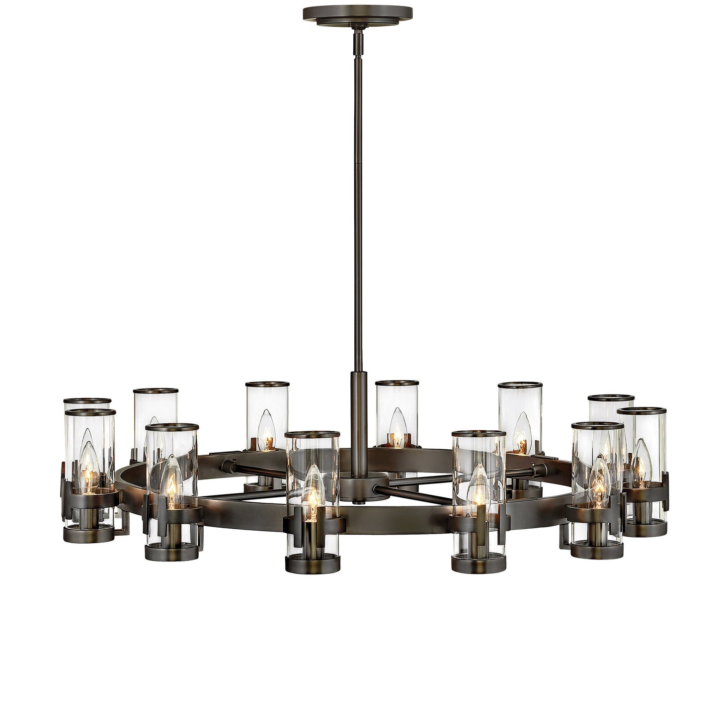 Ariorix Chandelier Steel & Glass 27"D