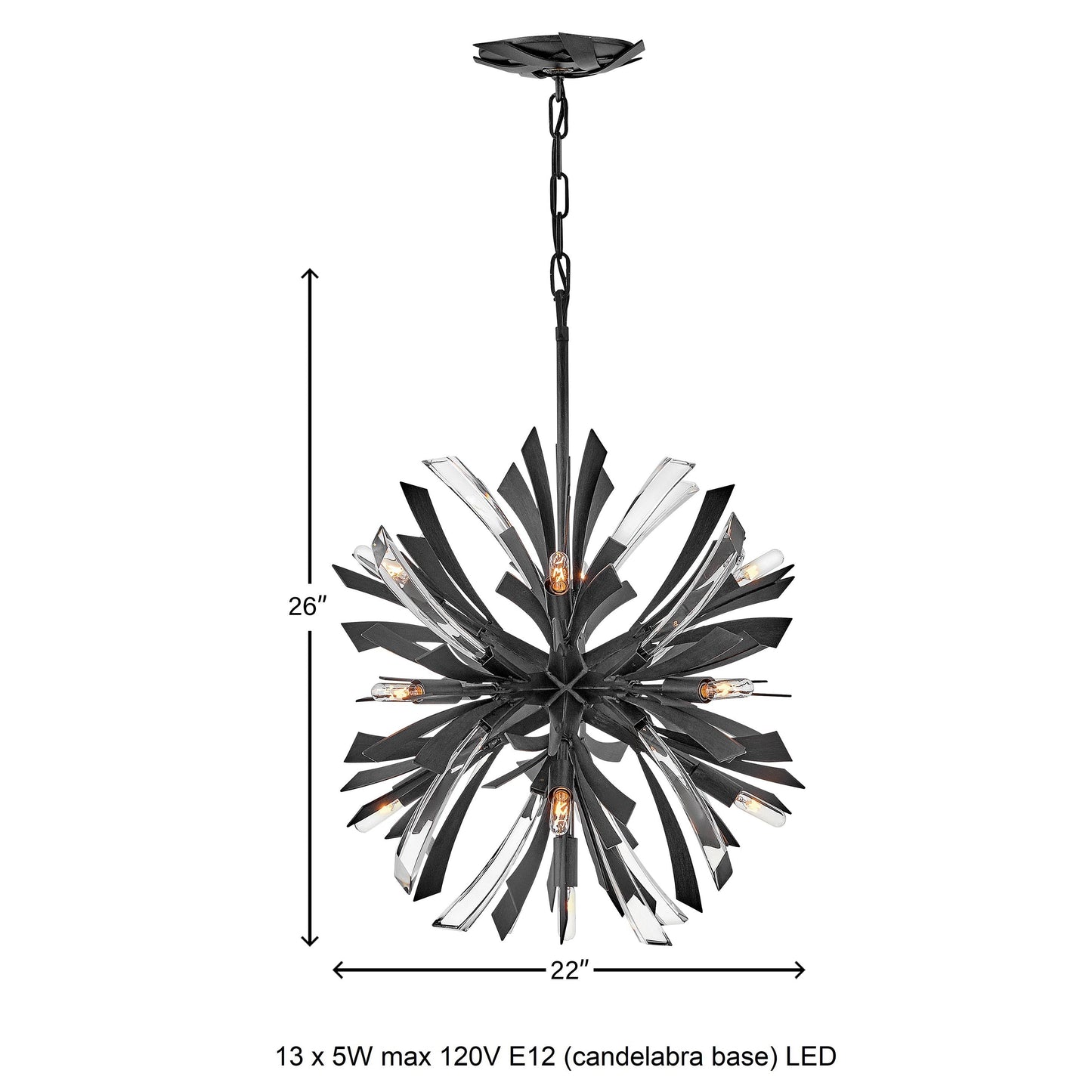 Vereiwyn Orb Chandelier Steel & Glass 22"W x 22"D