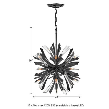 Vereiwyn Orb Chandelier Steel & Glass 22"W x 22"D